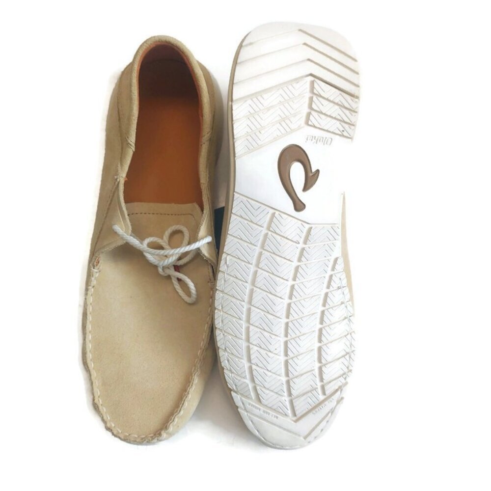 Olukai KA'A DRIVER Mens Sz 10.5 Italian Suede Leather Casual Loafers Golden Sand - Picture 7 of 9